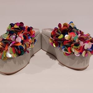 Multicolor Sequin Platform Women's Shoes 8